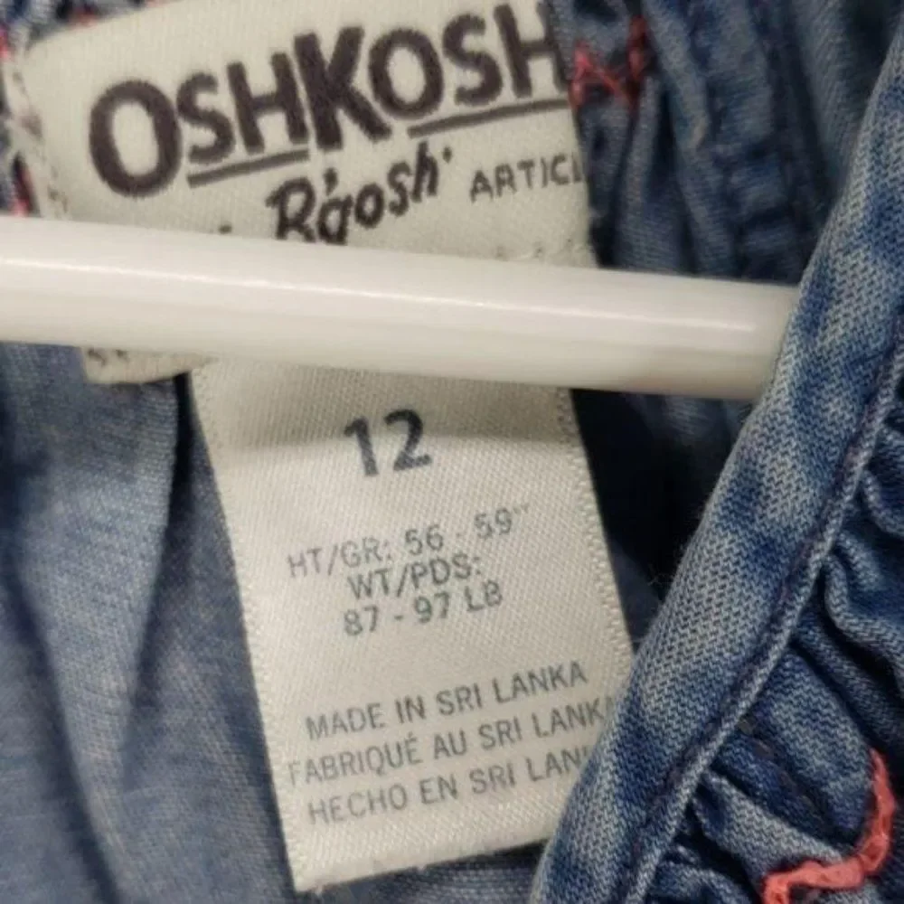 OshKosh BGosh sz 12 denim blue‎ Shirt sleeveless peasant